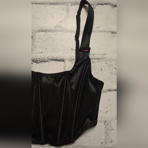 NWT La Senza Black Satin Corset & Garter Set XS - Picture 5 of 16